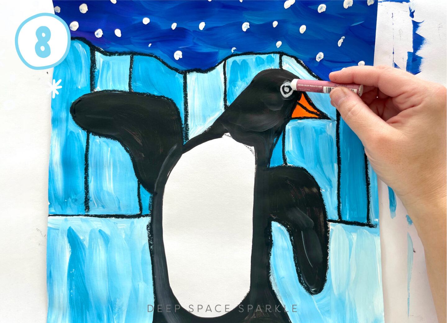 Penguin Art Project | Easy paint and pastel art project for kids