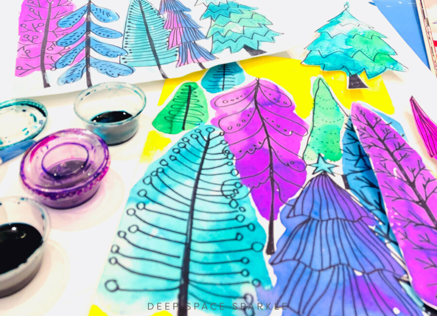 Winter Folk Art Trees | Deep Space Sparkle