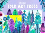 art assignment class 6 Winter Folk Art Trees | Easy art lesson for kids using marker and watercolor to make colorful simple winter trees