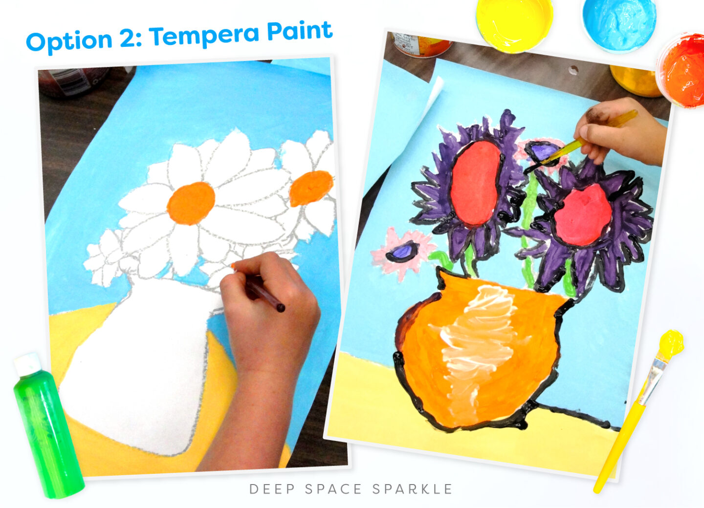 Option-2-Tempera-Paint-Van-Gogh-Sunflowers spring art lesson project for kids
