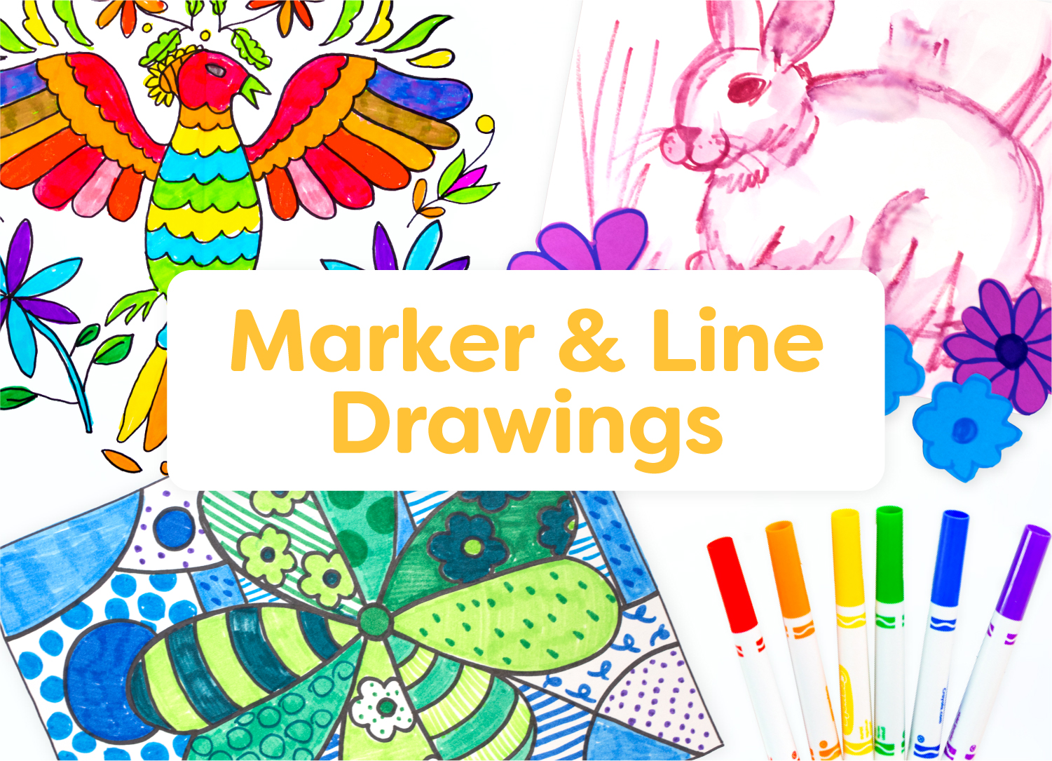 Makers and line drawings; art lessons for kids by category