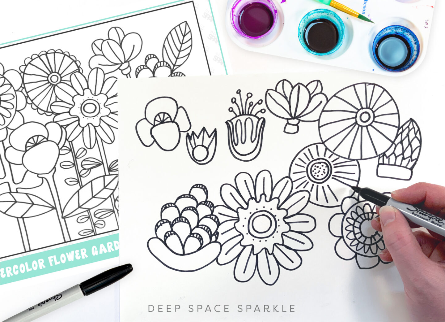 Draw a Watercolor Flower Garden | Deep Space Sparkle