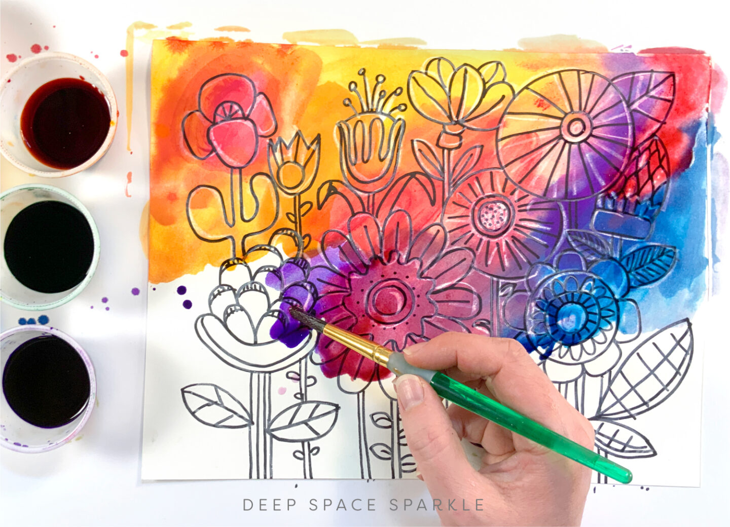 Step 3 Watercolor Flower Garden