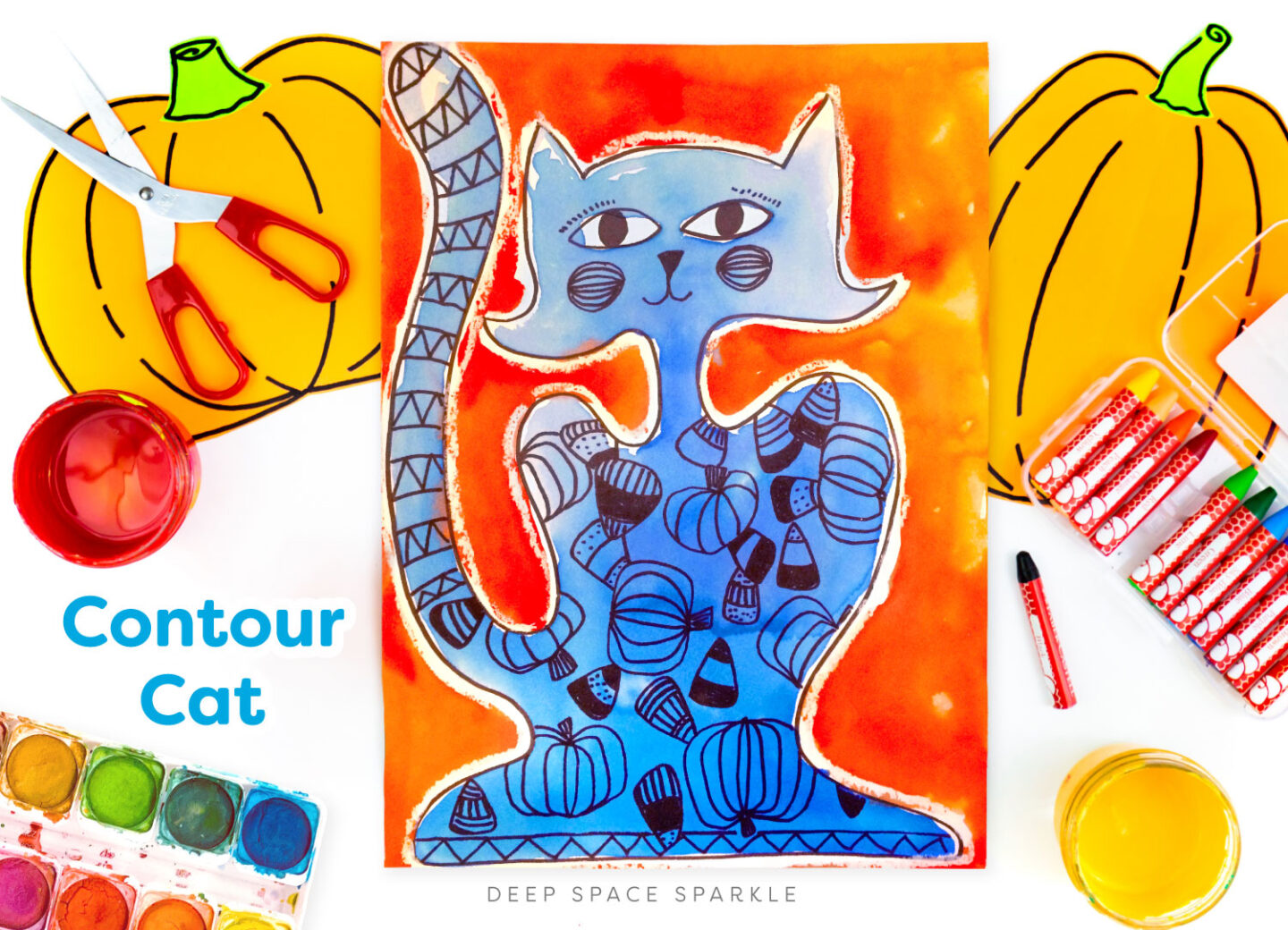 How to Teach Color Theory in the art classroom Contour Cat art project