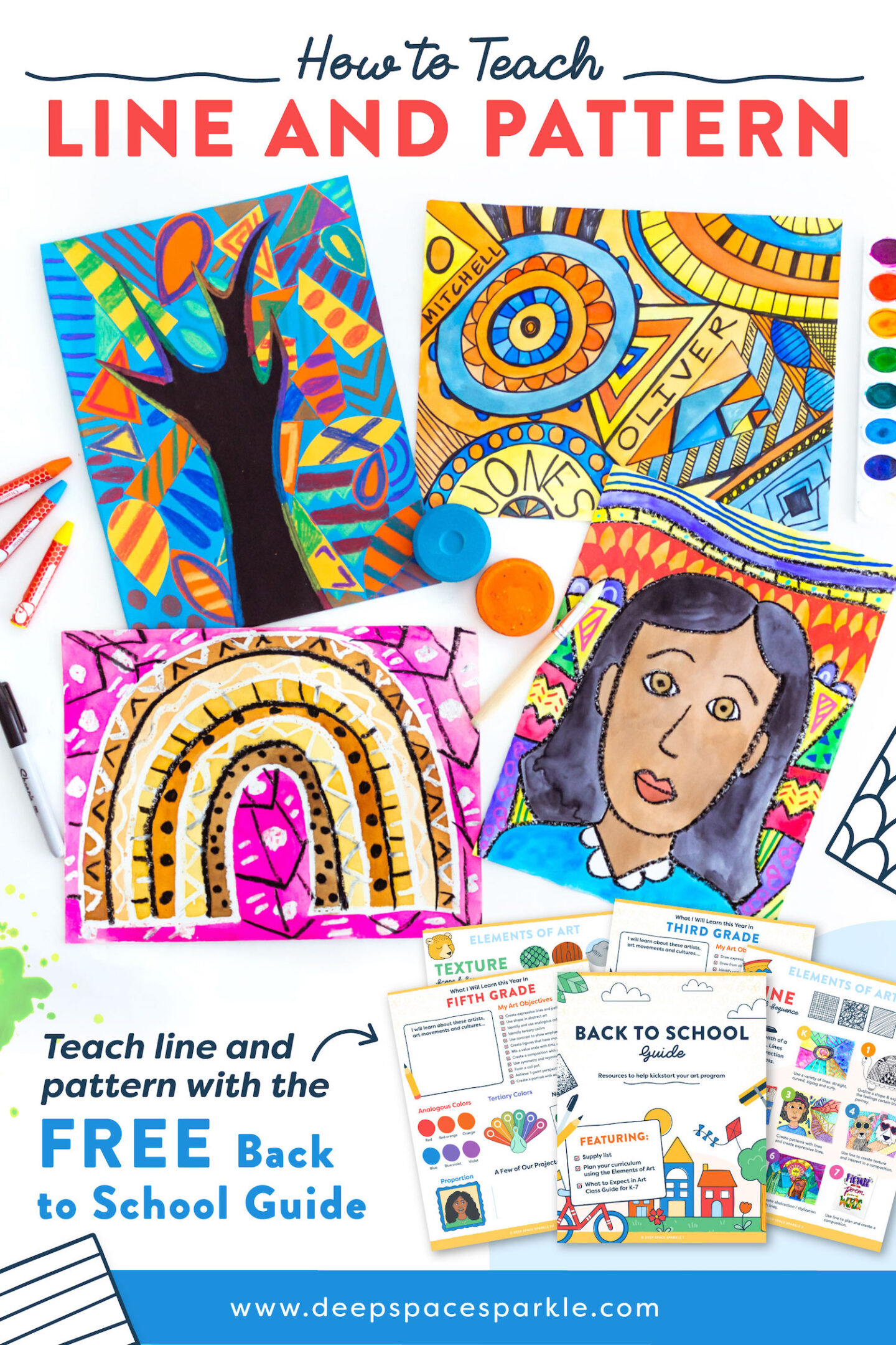 How to Teach Line and Pattern to elementary school students with free back to school guide PDF