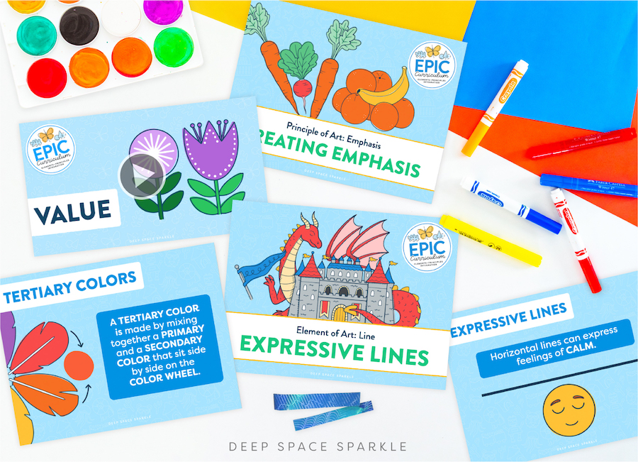 Slides and Videos in how to teach art using the elements and principles of design