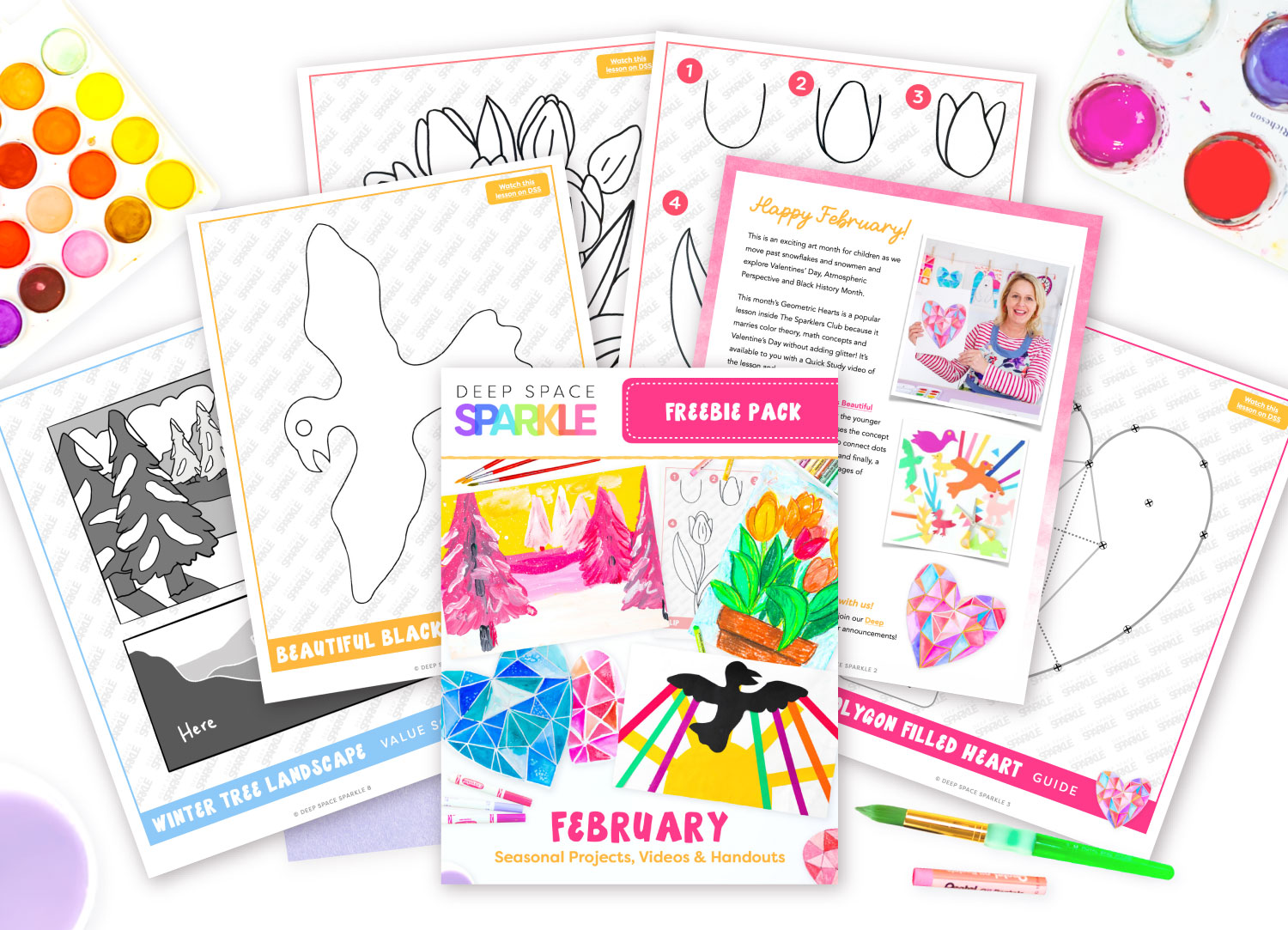 FREE February art lessons for art teachers and students