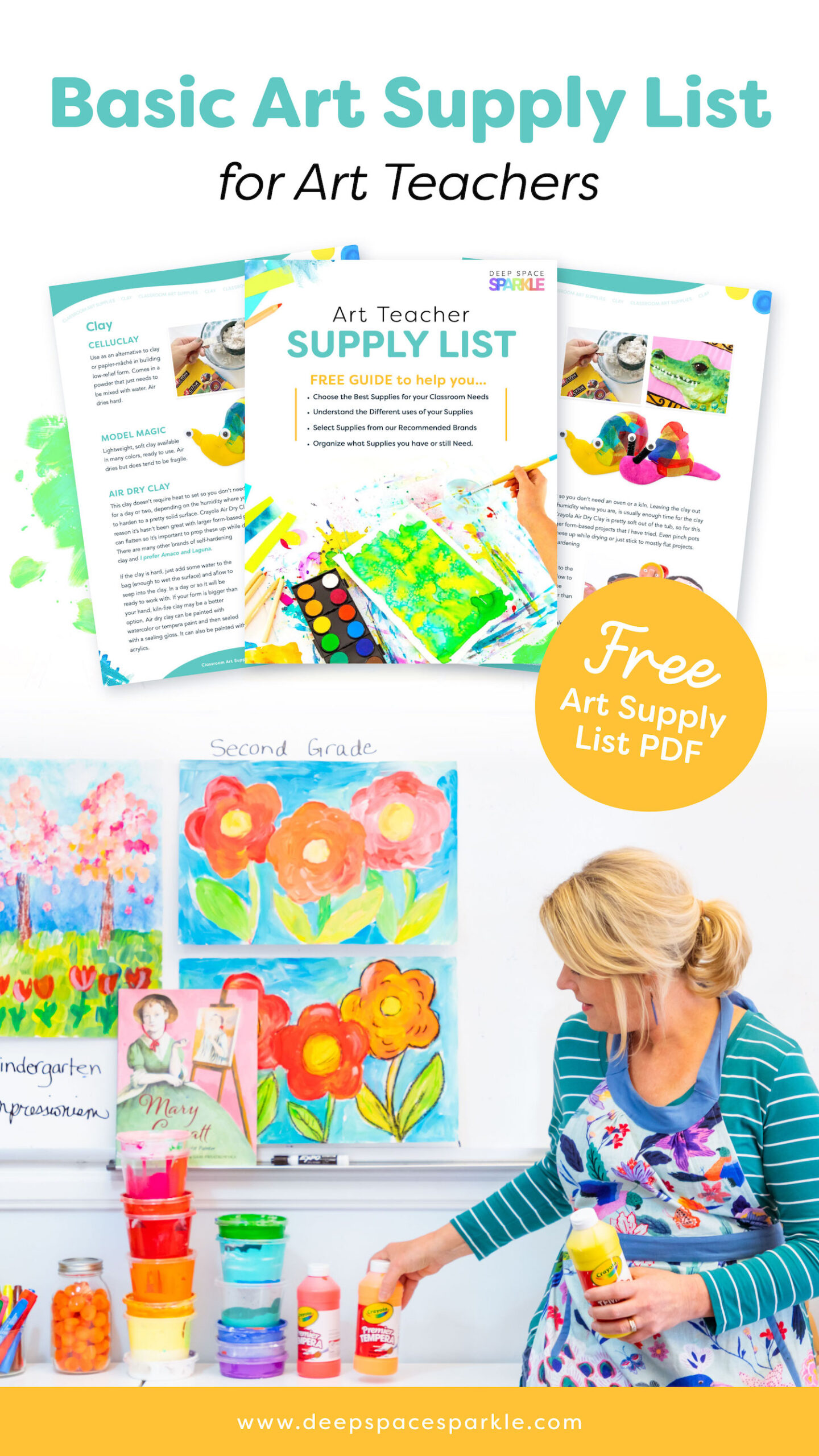 Basic Art Supply List for Art Teachers and a free guide of the best art supplies for your classroom needs