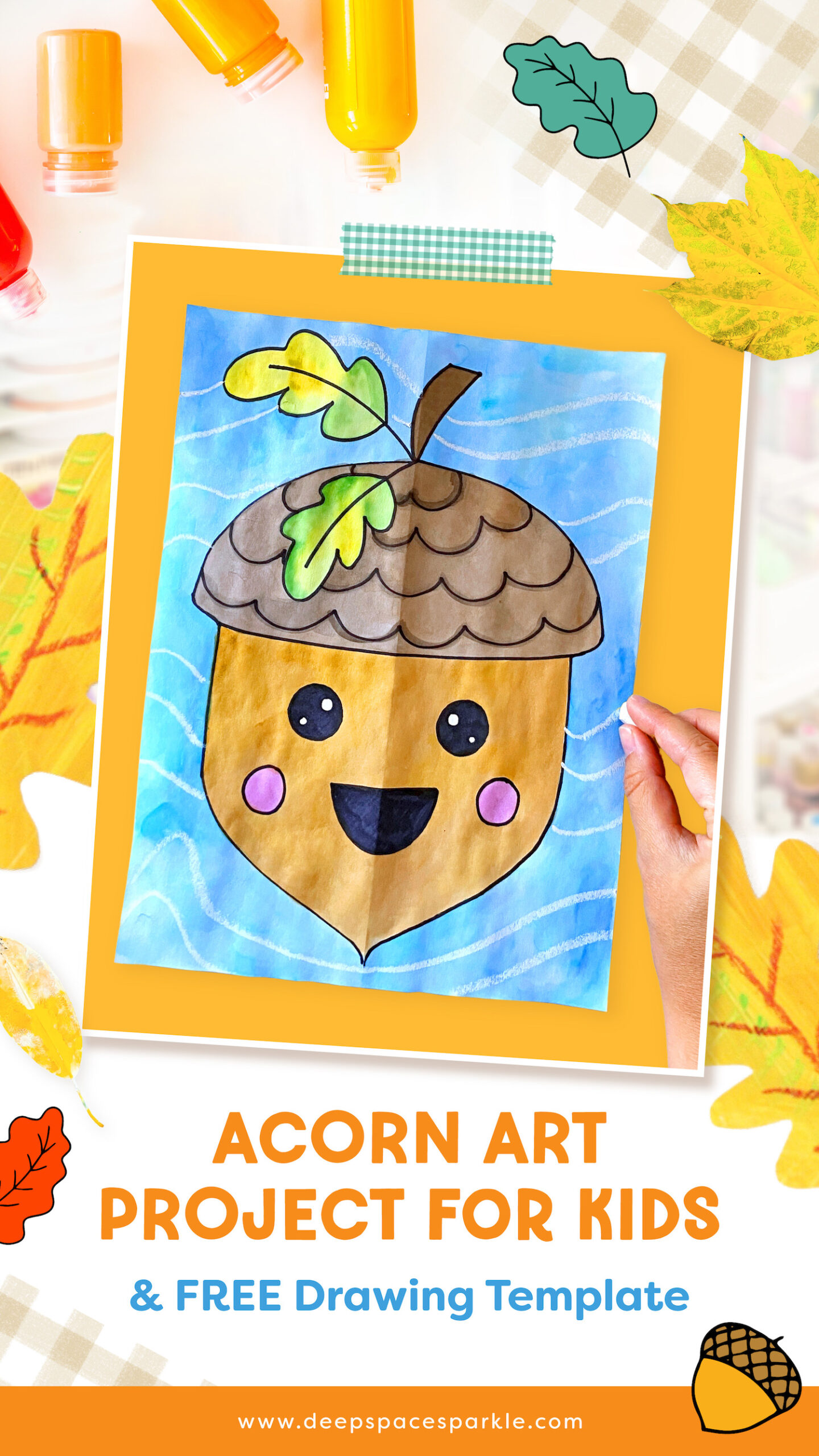 Acorn art project using watercolors