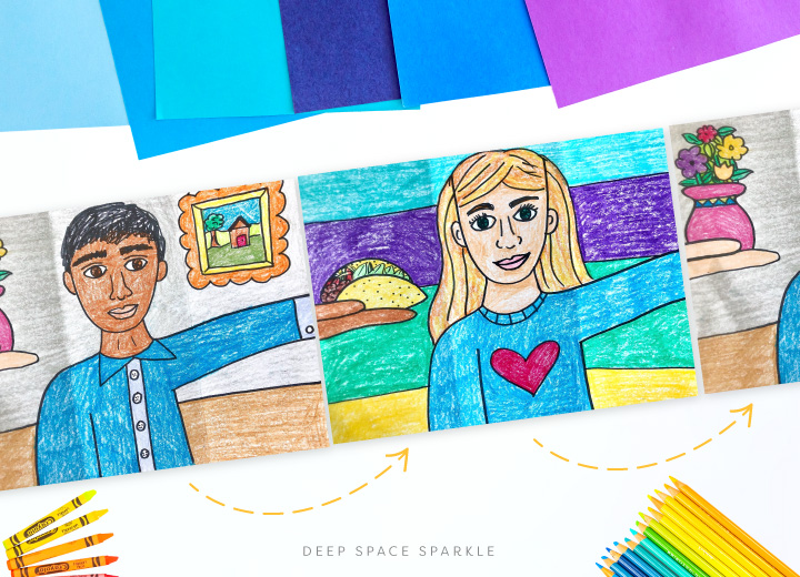 Sharing is Caring collaborative art project for elementary students in the classroom